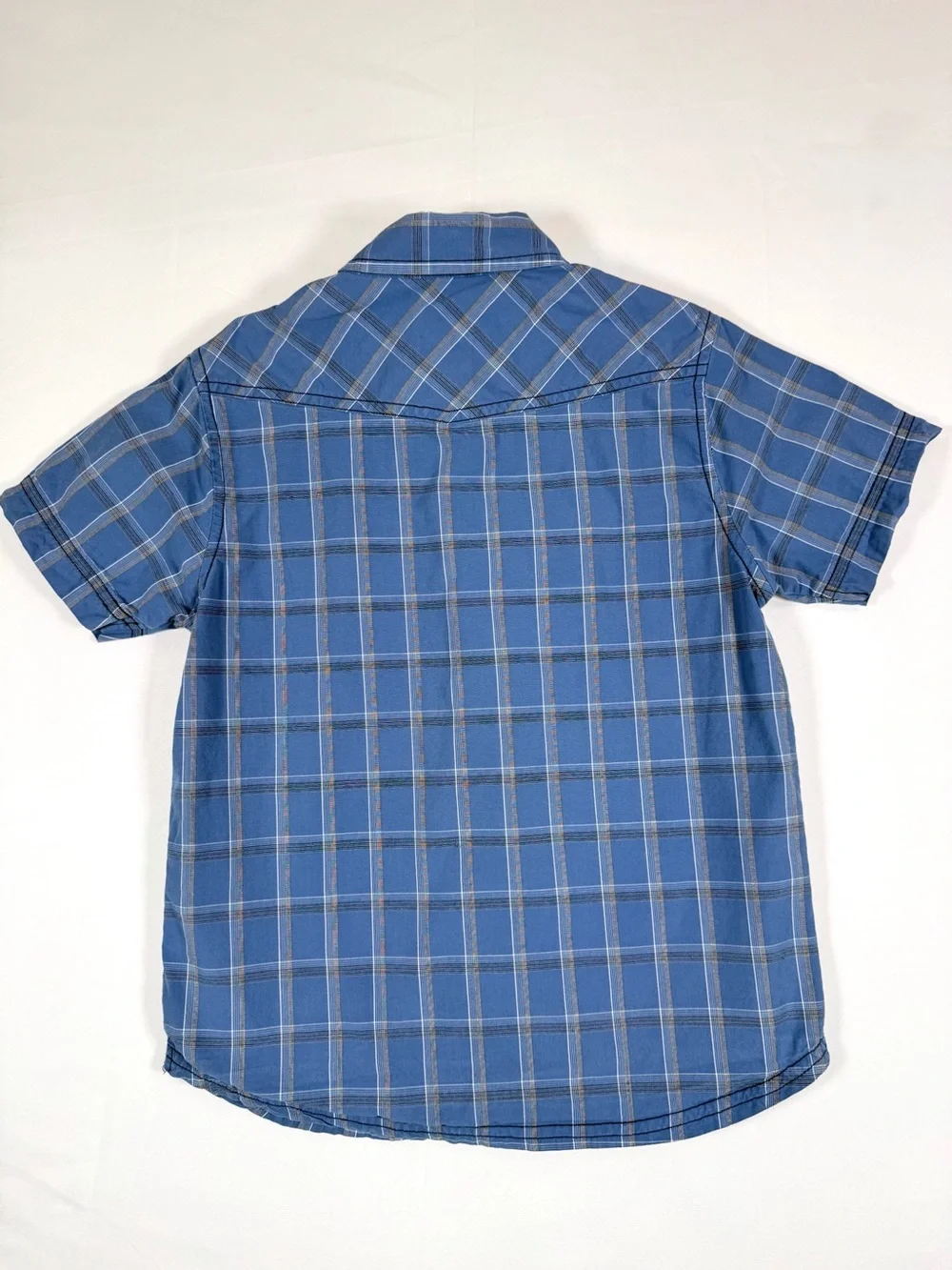 OLD NAVY Boys Y2K Western‎ Pearl Snap Plaid Short Sleeve Shirt XS Ranch Cowboy